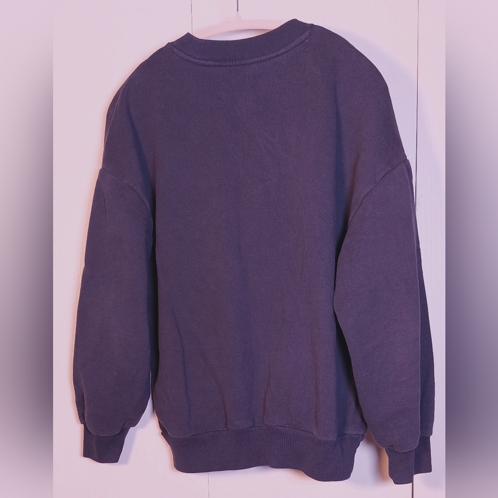 Oak + Fort Navy Varsity Graphic Sweatshirt Pullover Size Small Casual Sport Club - Picture 2 of 11
